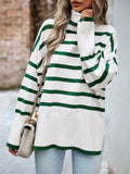 Stylish Turtleneck Striped Knitwear Sweater for Ladies