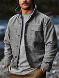 Men's Vintage Autumn Solid Color Button Up Cargo Cardigan Coats