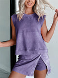 Women's Casual Athletic Sleeveless Cotton Tank Top & Skort Sets