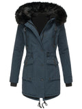 Women's Parka Thickened Coat with Faux Fur Hood