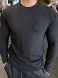 Men's Autumn Winter Long Sleeve Ribbed Knit Shirt Casual Daily Wear