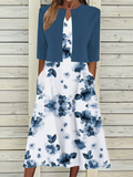 Women's Summer Holiday Style Printed V Neck Short Sleeve Dress