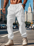 Men's Casual Linen Pockets Drawstring Jogger Pants