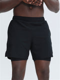 Men's Fashion Pure Color Quick Dry Double-layer Shorts