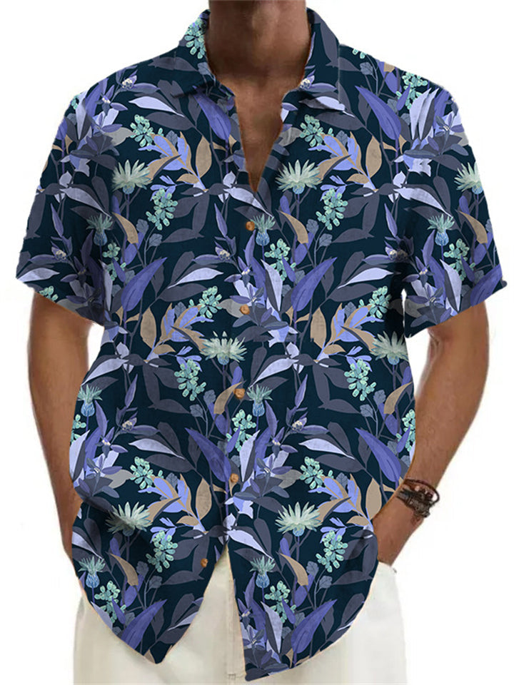 Men's Sun Beach Wear Lapel Short Sleeve Printed Hawaiian Shirt
