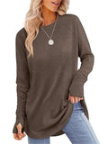 ‌Women's Simple Rpund Neck Long Sleeve Loose Fit Casual T-Shirt‌s