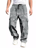 Men's Casual Paisley Print Cargo Jogger Pants with Pockets