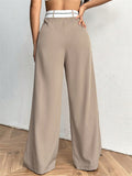 Casual Loose Fit Patchwork Wide Leg Suit Pants for Women
