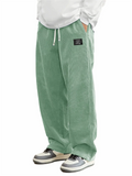 Men's Autumn Loose Solid Color Corduroy Drawstring Straight Leg Trousers