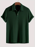 Men's Summer Casual Ribbed Knit Short Sleeve Polo Shirts