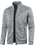 Men's Autumn Contrast Trim Stand Collar Long Sleeve Zip Up Jackets