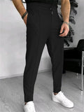 Men's Casual Solid Color Drawstring Waffle Pants