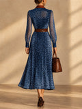 Elegant Leopard Print Contrast Trim Long Shirt Dress for Women