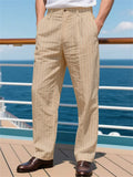 Men's Summer Lightweight Casual Striped Linen Pants