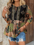 Women's Summer Holiday Style Contrast Color Printed Half Sleeve Shirt
