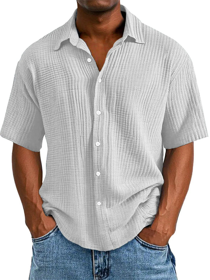 Men's Casual Short Sleeve Lapel Solid Color Shirt