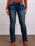 Women's Embroidered Stretch Simple Casual Jeans