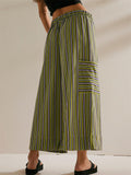 Summer Striped High Waist Wide Leg Casual Pants for Women‌