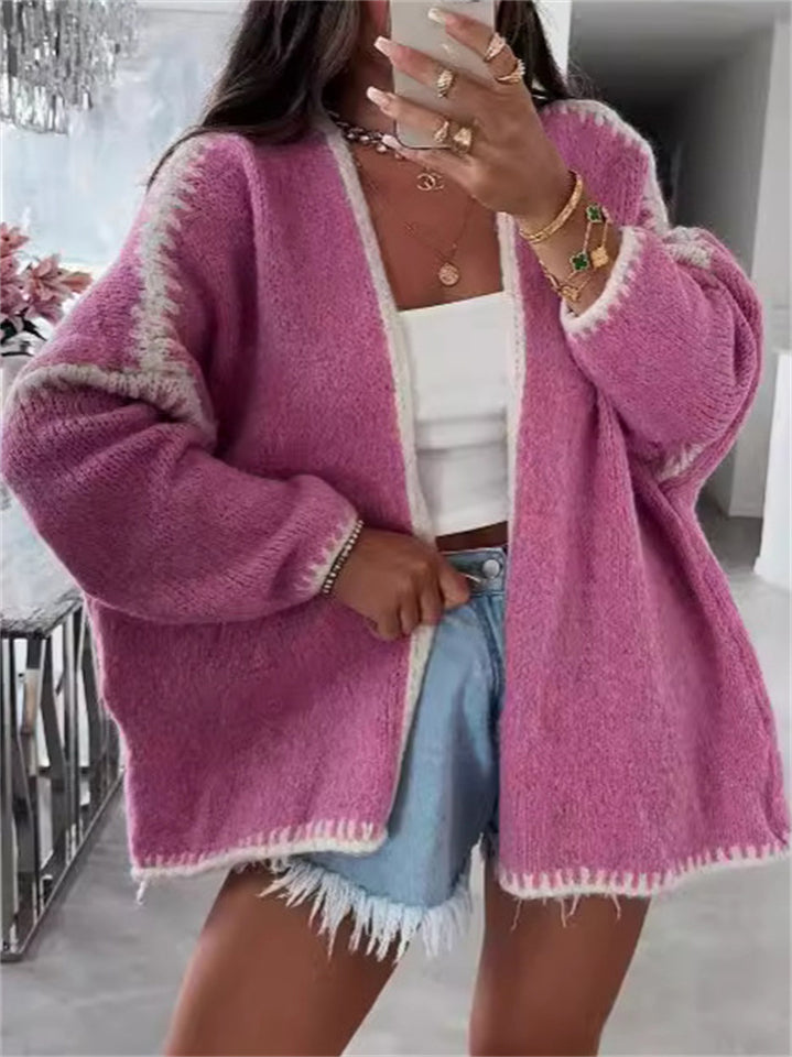 Women's Trendy Ice Cream Color BatWing Sleeve Cardigan Sweaters