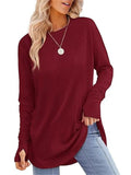 ‌Women's Simple Rpund Neck Long Sleeve Loose Fit Casual T-Shirt‌s