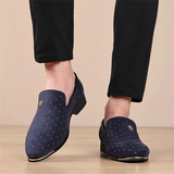 Men's Vintage Faux Suede Leopard Head Badge Dress Shoes