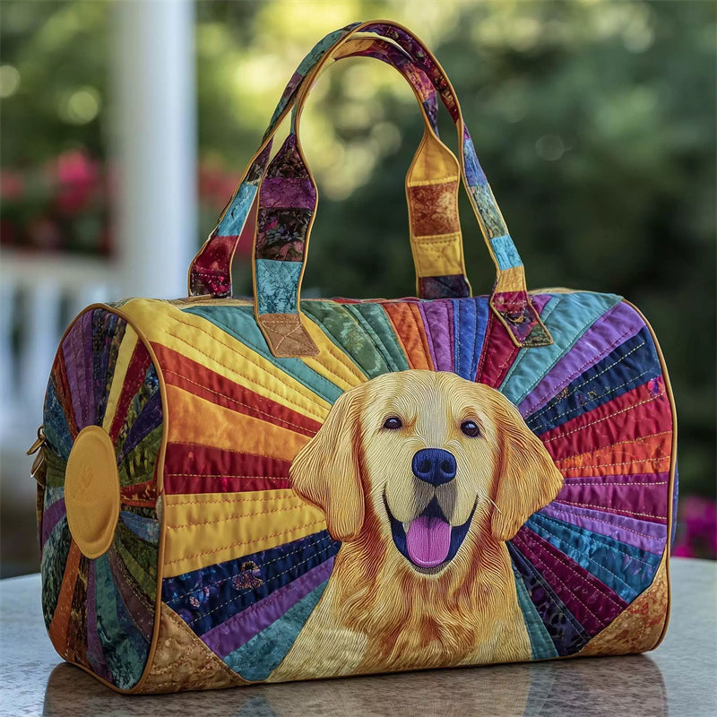 Cute Golden Retriever Color Block Duffle Bag‌