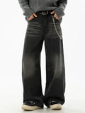Men's Casual High Street  Wide Leg Straight Whisker Jeans