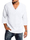 Men's Breathable Thin Personality V-neck Plain Shirt