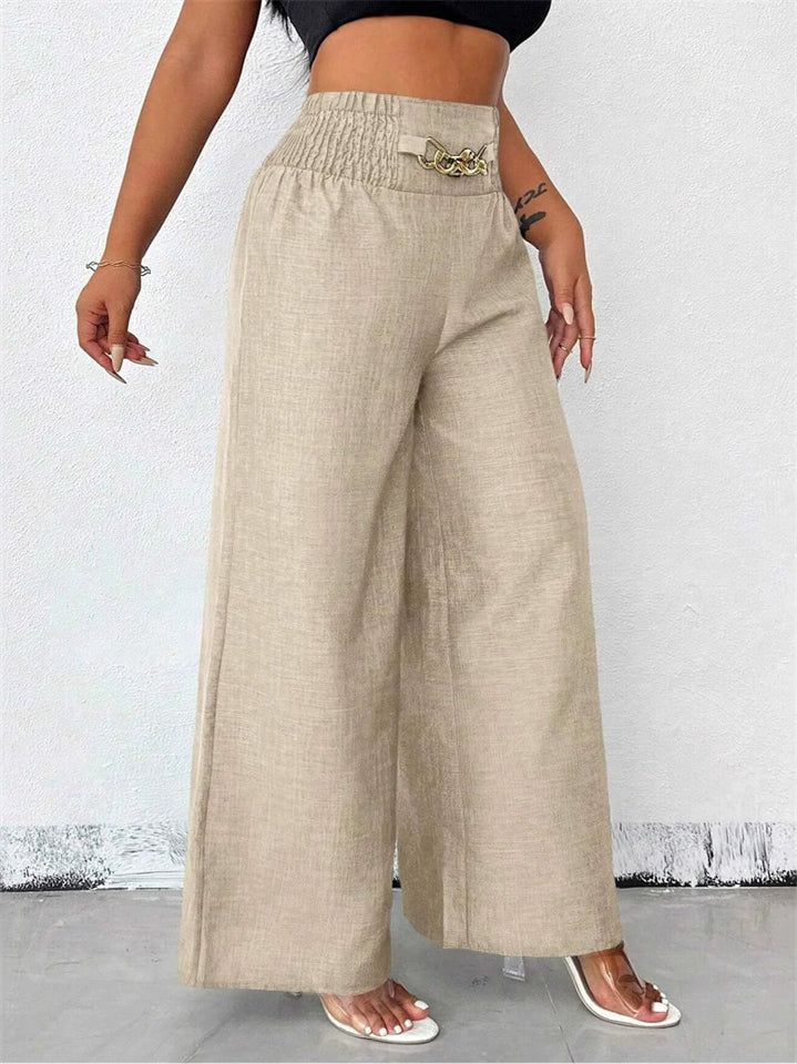 Women's High Waist Chain Decorated Comfy Wide Leg Pants