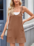 Women's Summer Casual Solid Color Pockets Strap Short Jumpsuits