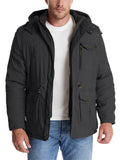 ‌Men's Hooded Military Style Outdoor Thermal Lined Coat with Multiple Pockets‌