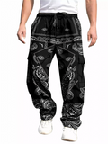 Men's Casual Paisley Print Cargo Jogger Pants with Pockets