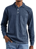 Men's Casual Distressed Long Sleeve Lapel Solid Color Shirts