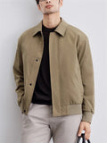 Korean Style Men's Long Sleeve Waist Length Solid Color Lapel Jacket