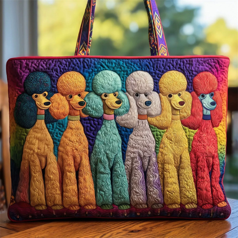 Quilted Cute ‌Colorful Poodle Tote Bag for Women‌