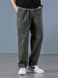 Simple Loose Men's Large Size Elastic Waist Cargo Pants