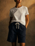 Women Summer Drawstring Elastic Waist Bermuda Beach Shorts
