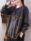 Women's Vintage Comfy Floral Pullover Knitted Shirts