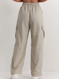 Women's Solid Color Quick-Dry Pockets Elastic Waist Cargo Pants