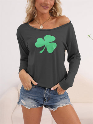 Saint Patrick's Day Round Neck Long Sleeve Shirt for Women