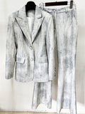 Women's 2Pcs Long Sleeve Lapel Single Breasted Gradient Suit & Pants Set