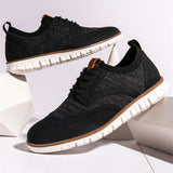 Casual Round Toe Lace Up Mesh Brogue Sneakers