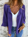 ‌Womens Autumn Faux Suede Plain Color Lapel Cardigan Outwear