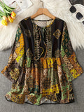 Women's Summer Holiday Style Contrast Color Printed Half Sleeve Shirt
