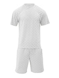 Men's Cozy Round Neck Plaid Shirt + Casual Shorts Sets
