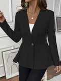 Women's Casual Solid Color Jacquard V Neck One-Button Cardigan Blouses