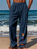 Mens' Parrot Print Elastic Waist Drawstring Wide Leg Pants
