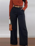 Women's High Waist Wide Leg Flared Pants with Pockets