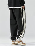 Men's Plus Size Side Stripe Letter Print Drawstring Jogger Pants