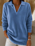 ‌Womens Loose Comfy Lapel V Neck Pullover Sweatshirt‌s